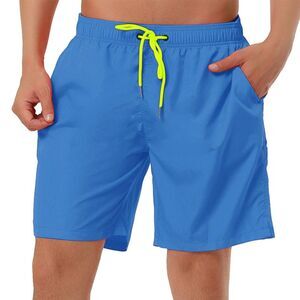 Solid Beach Shorts Drawstring Surfing Mesh Lining Swimwear Board Shorts Blue
